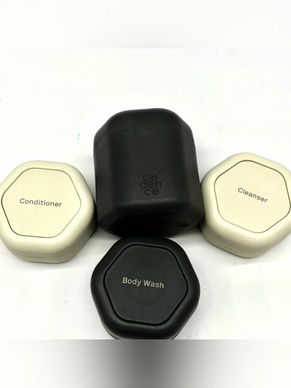CADENCE Magnetic Leakproof Capsule Travel Toiletry Black Cream Stackable Set 4